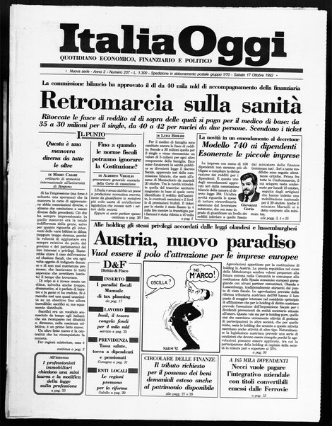 Italia oggi : quotidiano di economia finanza e politica